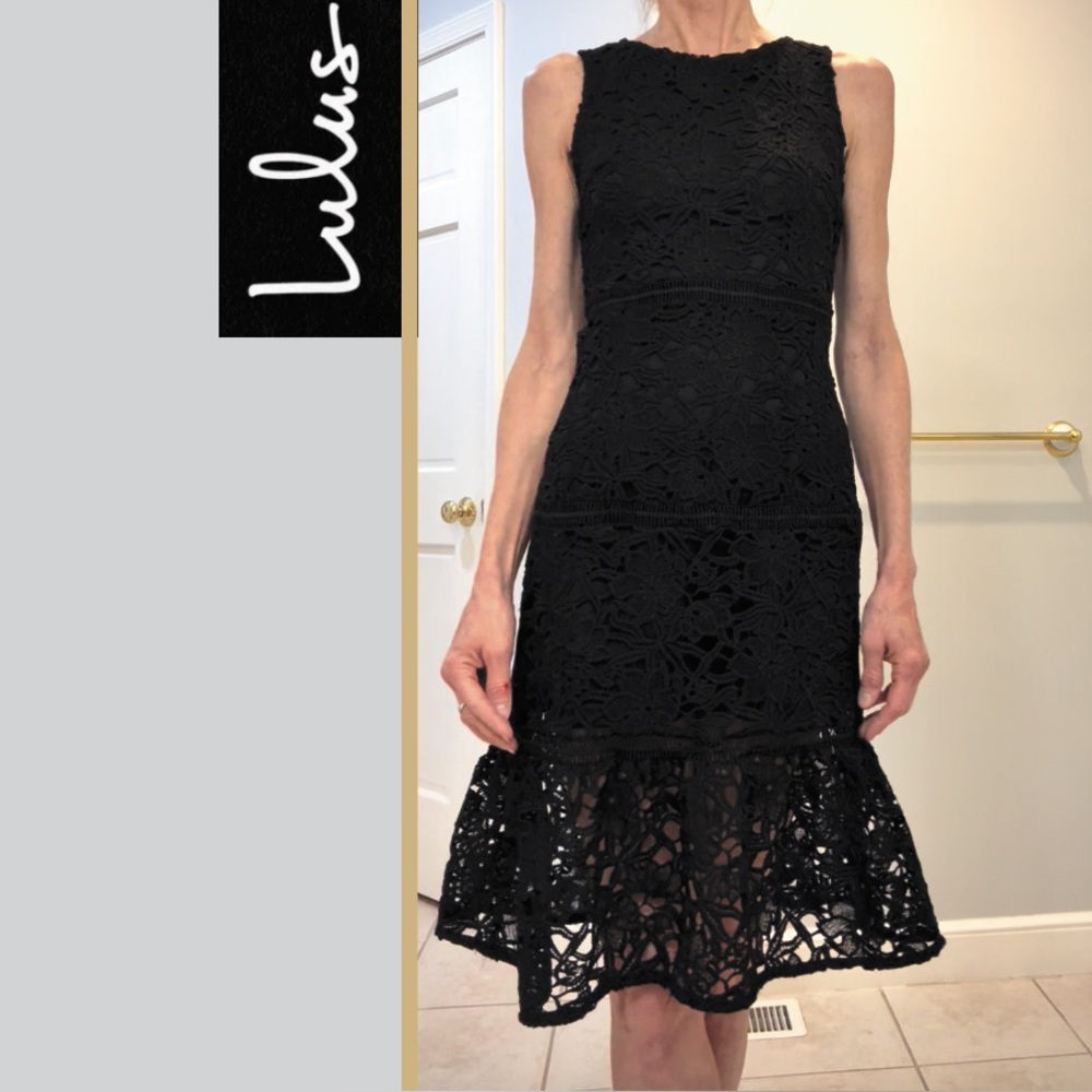 Lulu's Black Crochet Dress